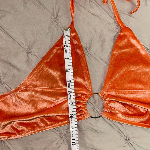 Velour Bright Orange Halter Top - Picture 7 of 8